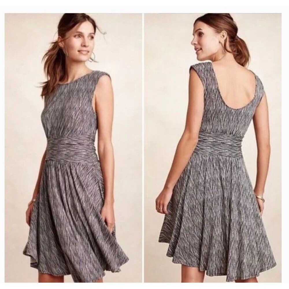 Moulinette Soeurs Dress XS Black South Shore Fit Flare Anthropologie Jersey